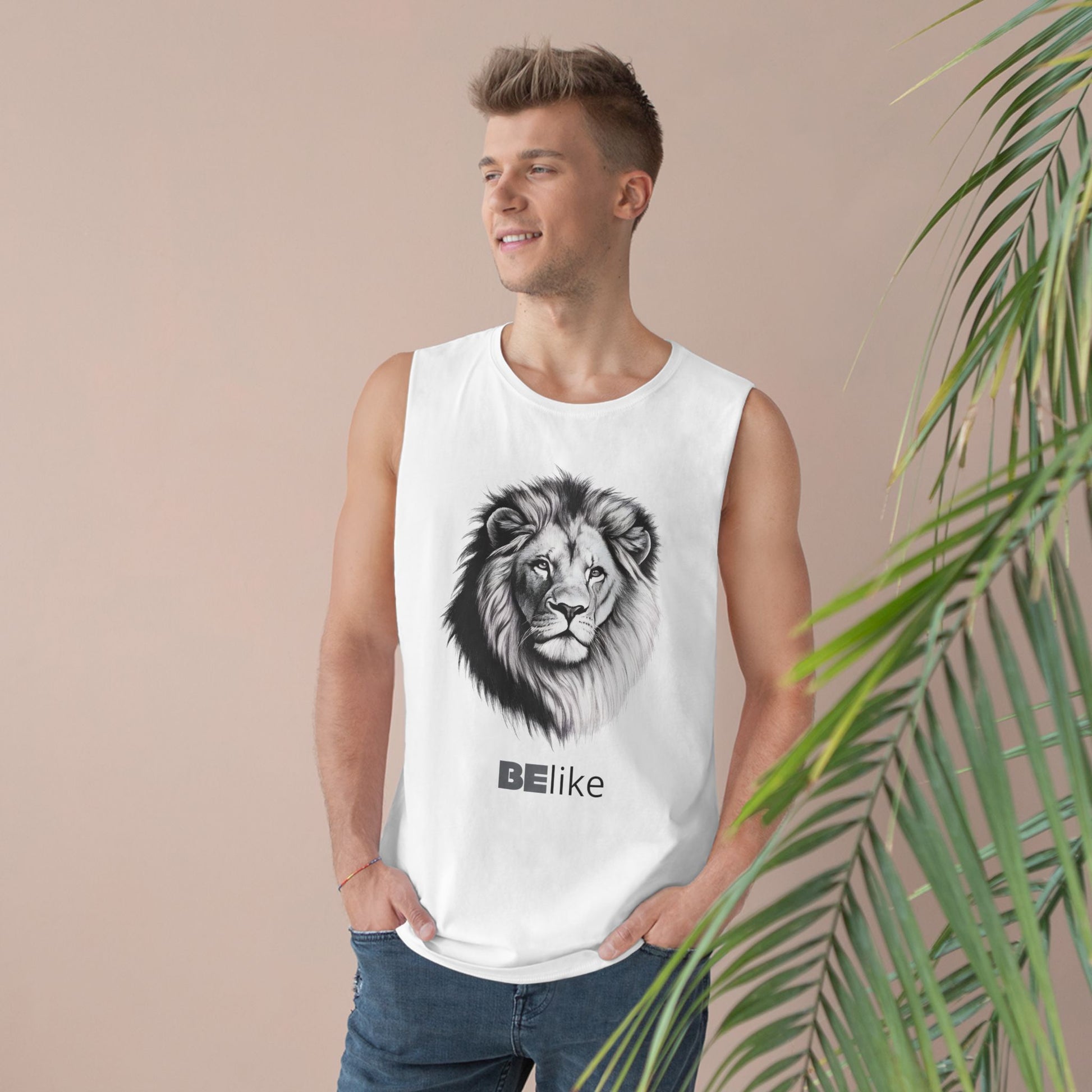 Be like the Lion white sleeveless shirt for summer strength