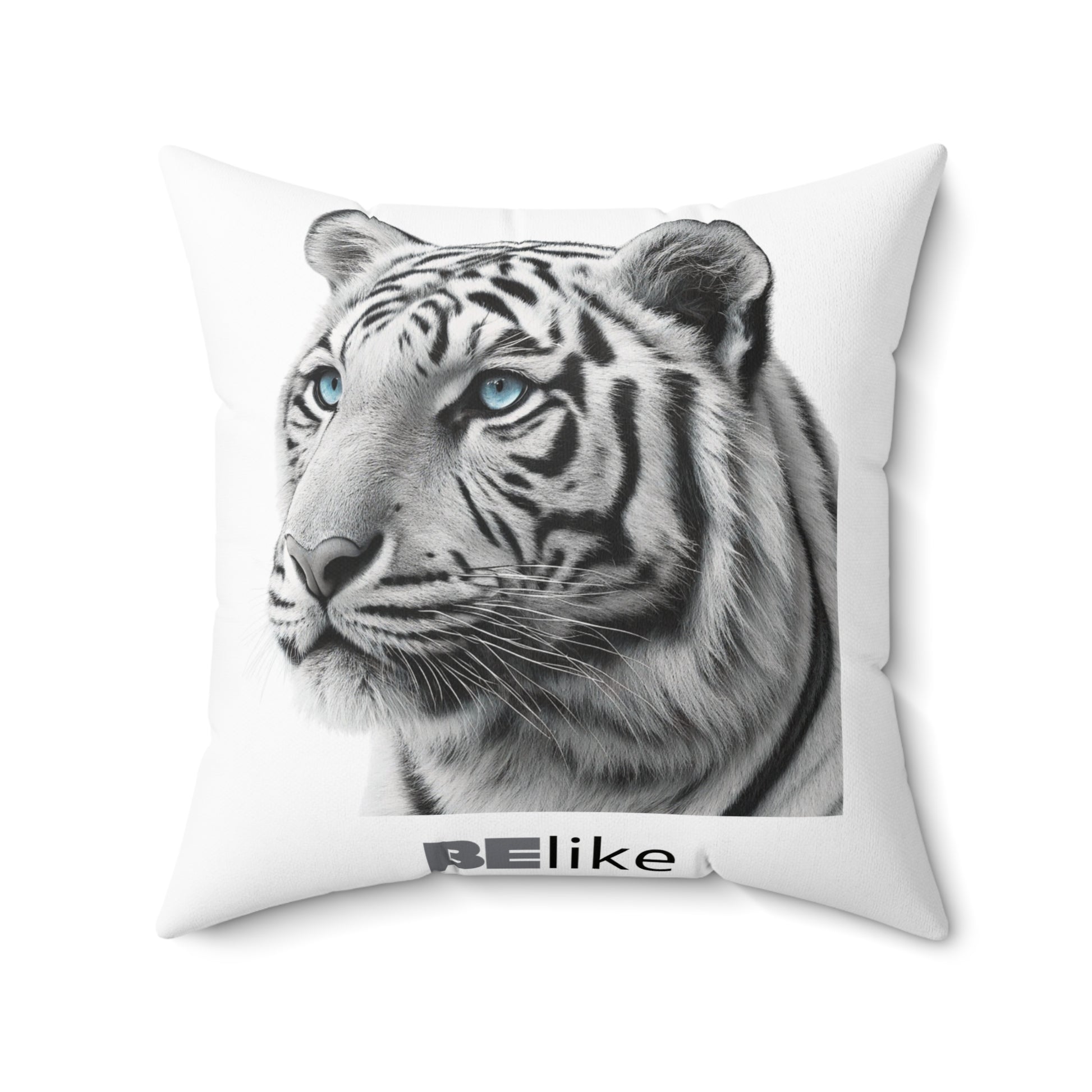 Minimalist animal white tiger spirit pillow with quote