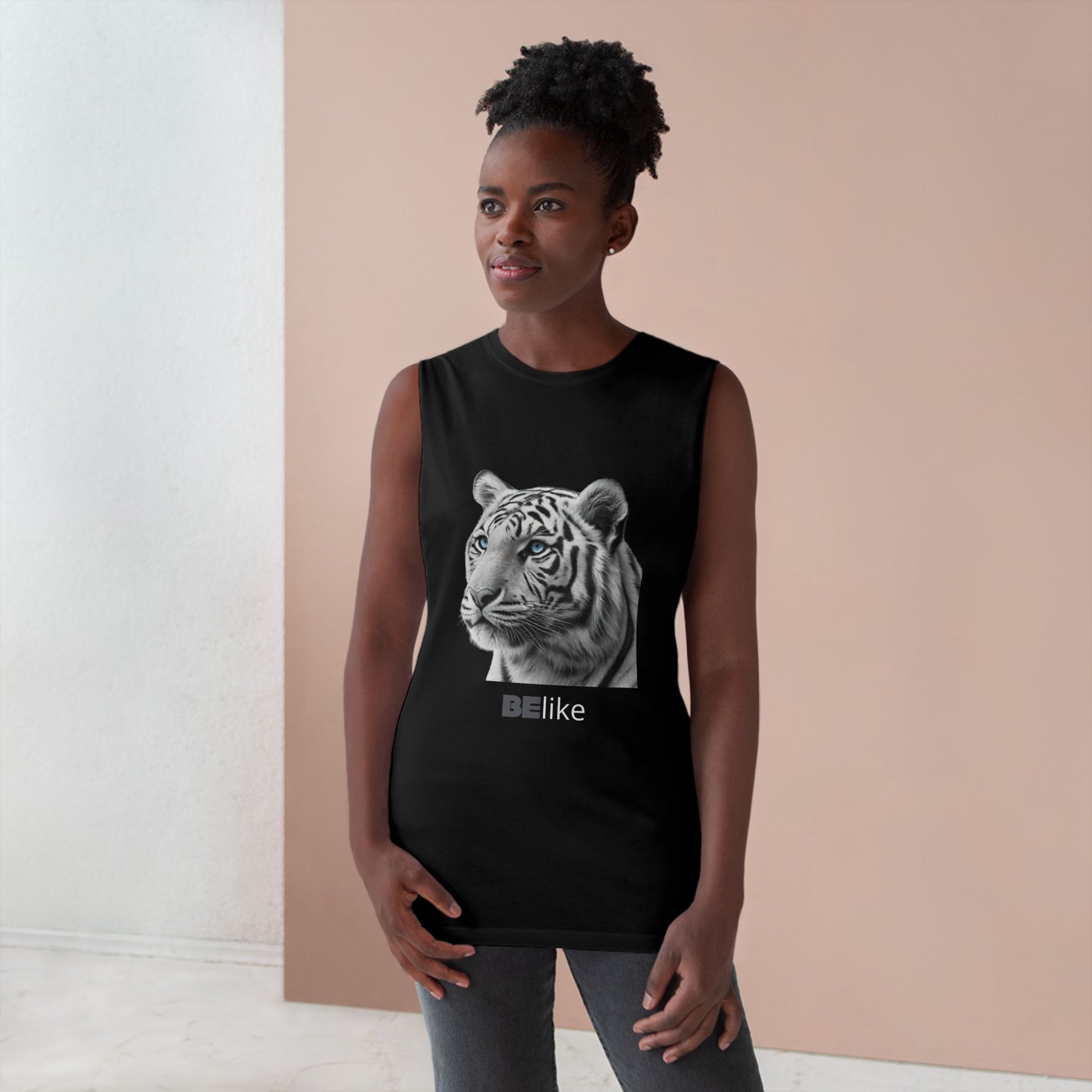 Empowering white tiger tank top for leaders