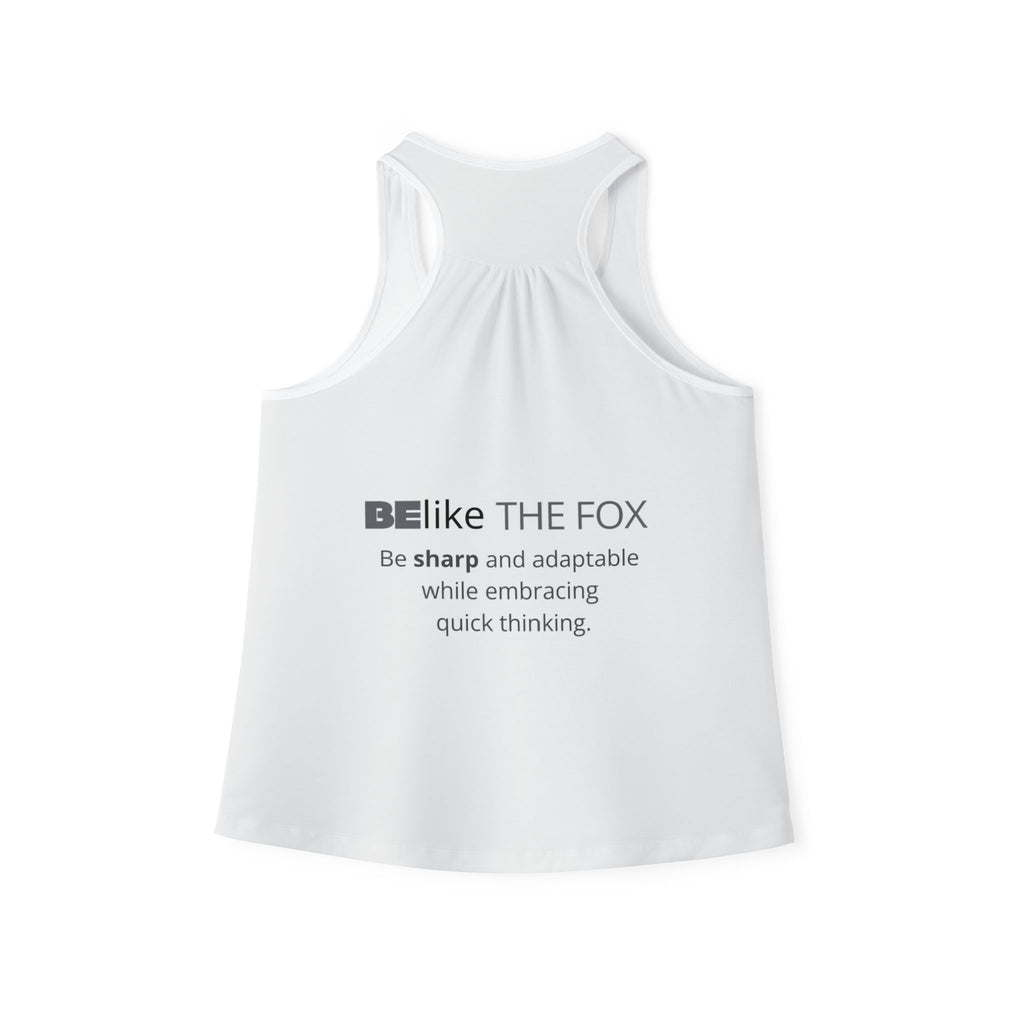 Sharp, quick, and adaptable white tank top with black fox art